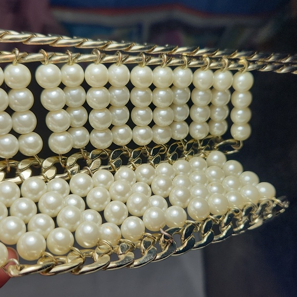 Gold Chain and White Faux Pearl Beaded 2-Tier Necklace - Picture 6 of 6